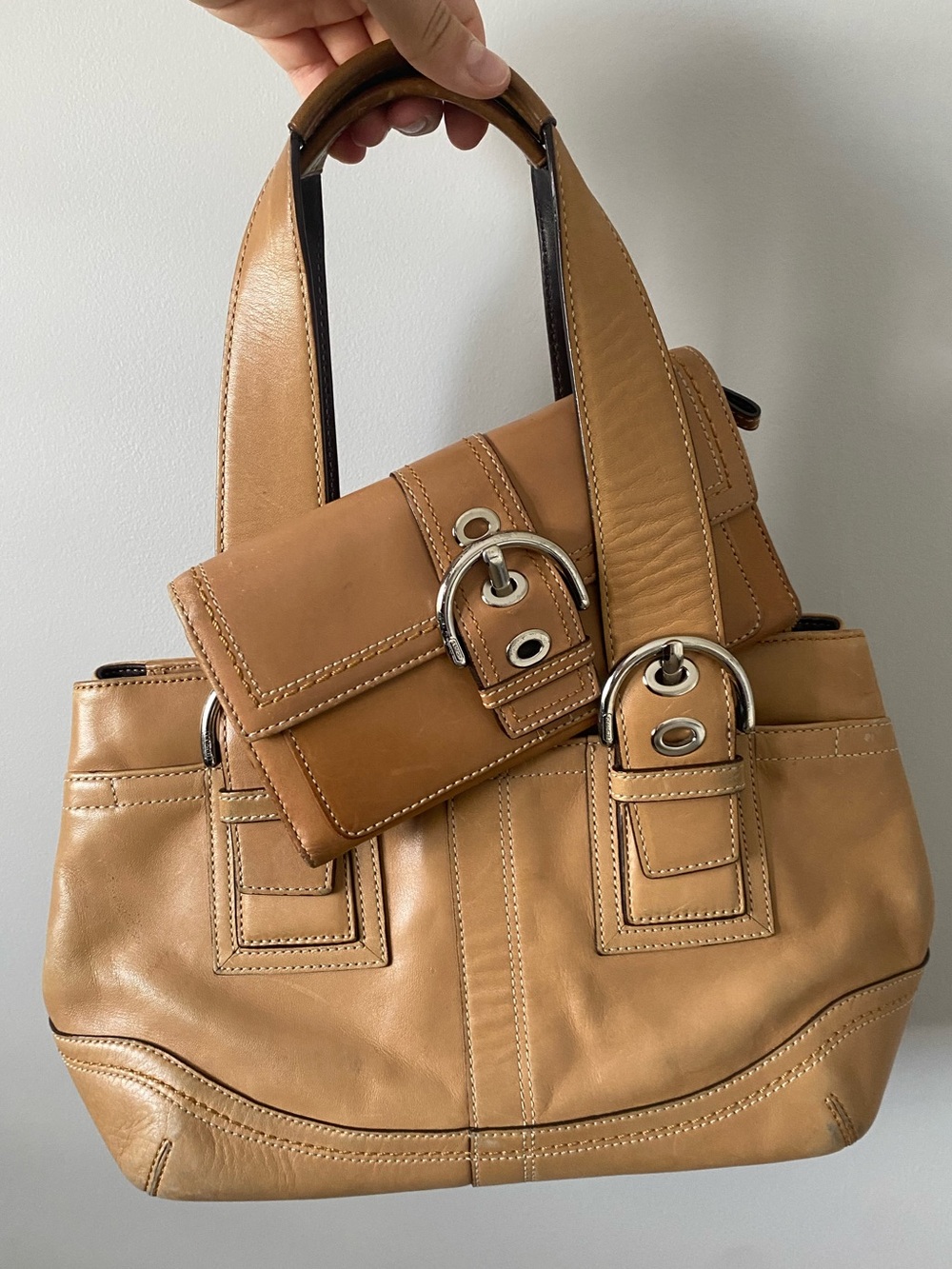 Coach Tan Leather Tote & Wallet Set